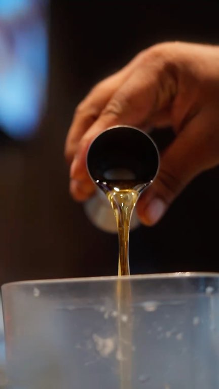 Reel: a hazelnut frappe blended and poured into a Bell’s bottle